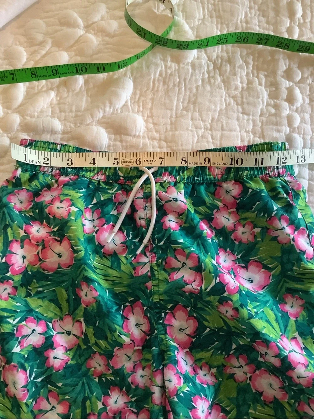 Janie and Jack Boys Tropical Floral Swim Trunks - Pink & Green